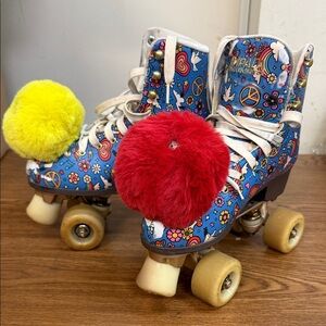 Impala Roller Quad Skates Women’s Size 7 Harmony Blue with Bell Pom Poms Hippie